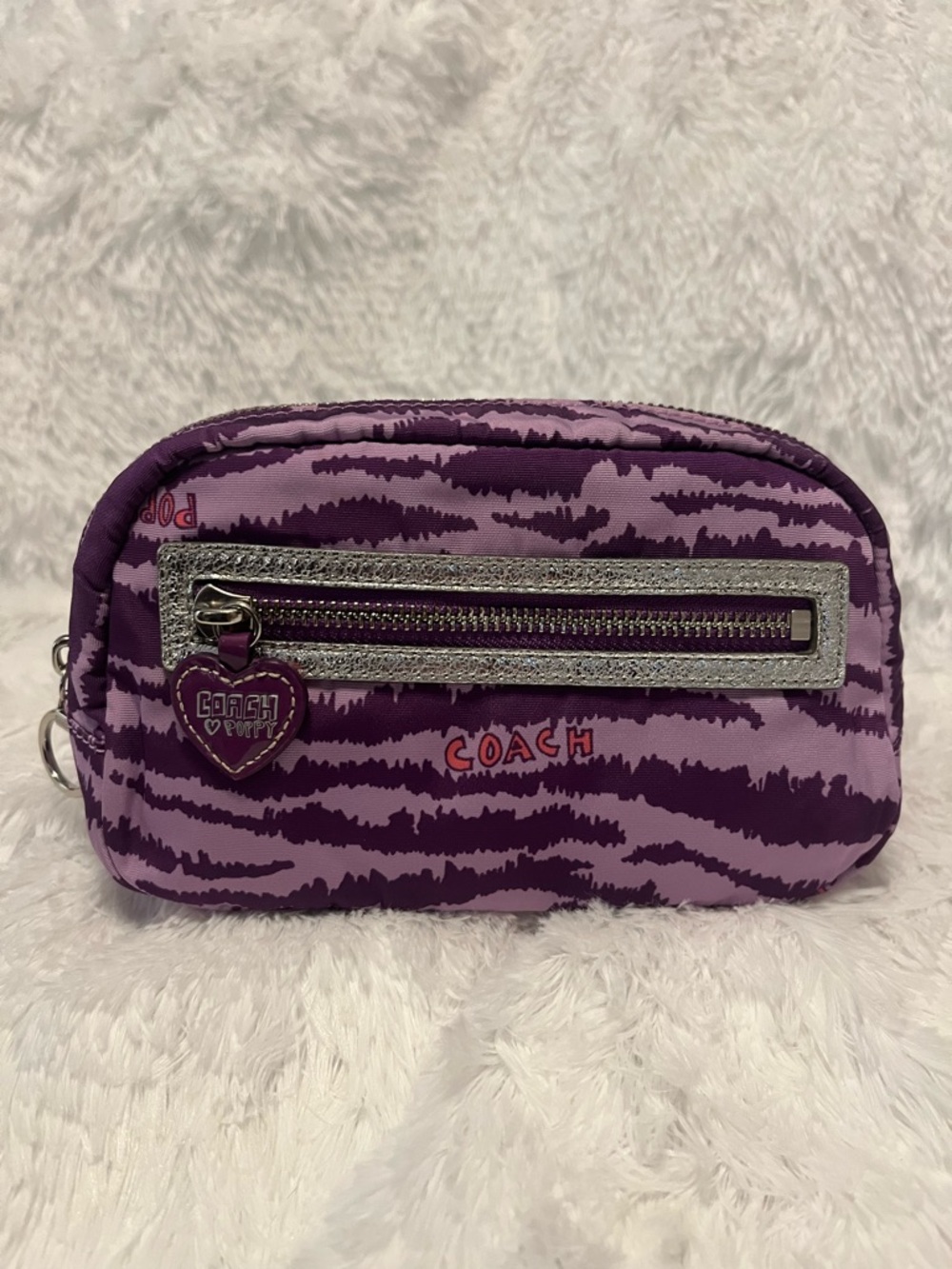 COACH 🦓🦄 NWOT Poppy Cosmetic Case in Purple Zebra Y2K HTF and Collectible